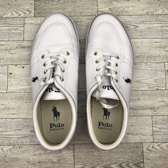 Pre-Owned Polo Ralph Lauren Low Top Shoes Leather Upper White Lace Up Size 8.5 - Picture 5 of 7